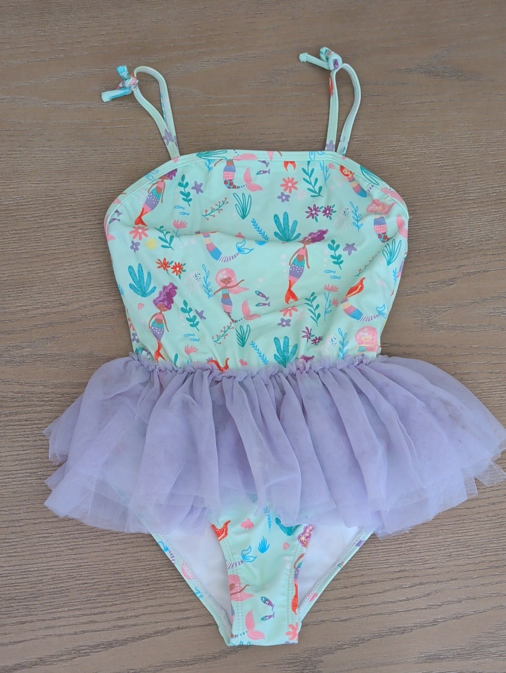 Ruffle Butts Mint Mermaid One-Piece with Lilac Tulle Skirt